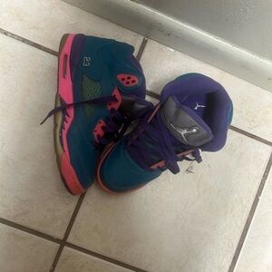 Nike Air Jordan 5 Retro Youth Size 5.5 Women 7 440892-307 Tropical Teal Shoes